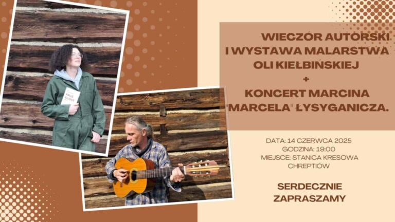 Plakat wieczoru autorskiego Oli Kiełbińskiej, czerwiec 2025